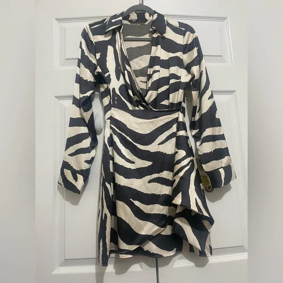 ZARA Zebra Print Mini Dress Size S - Picture 7 of 11